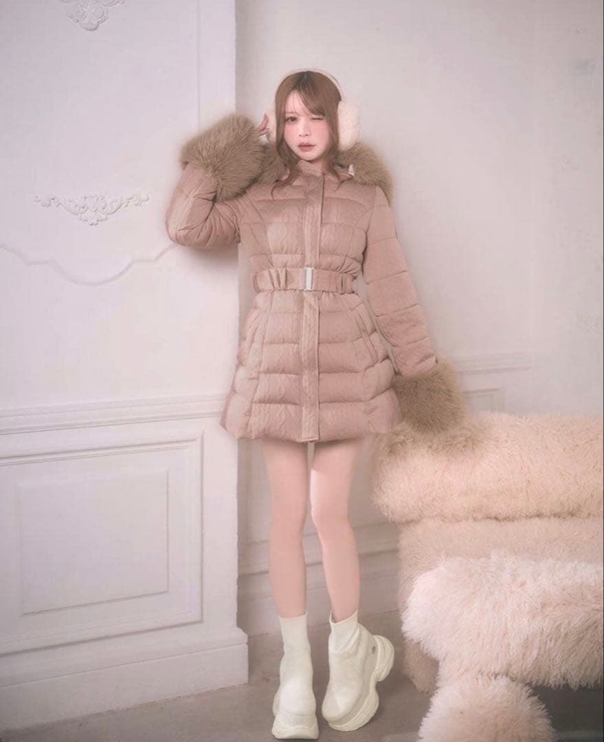 michellMacaron ミシェルマカロン ケーブル柄ベルトダウンコート