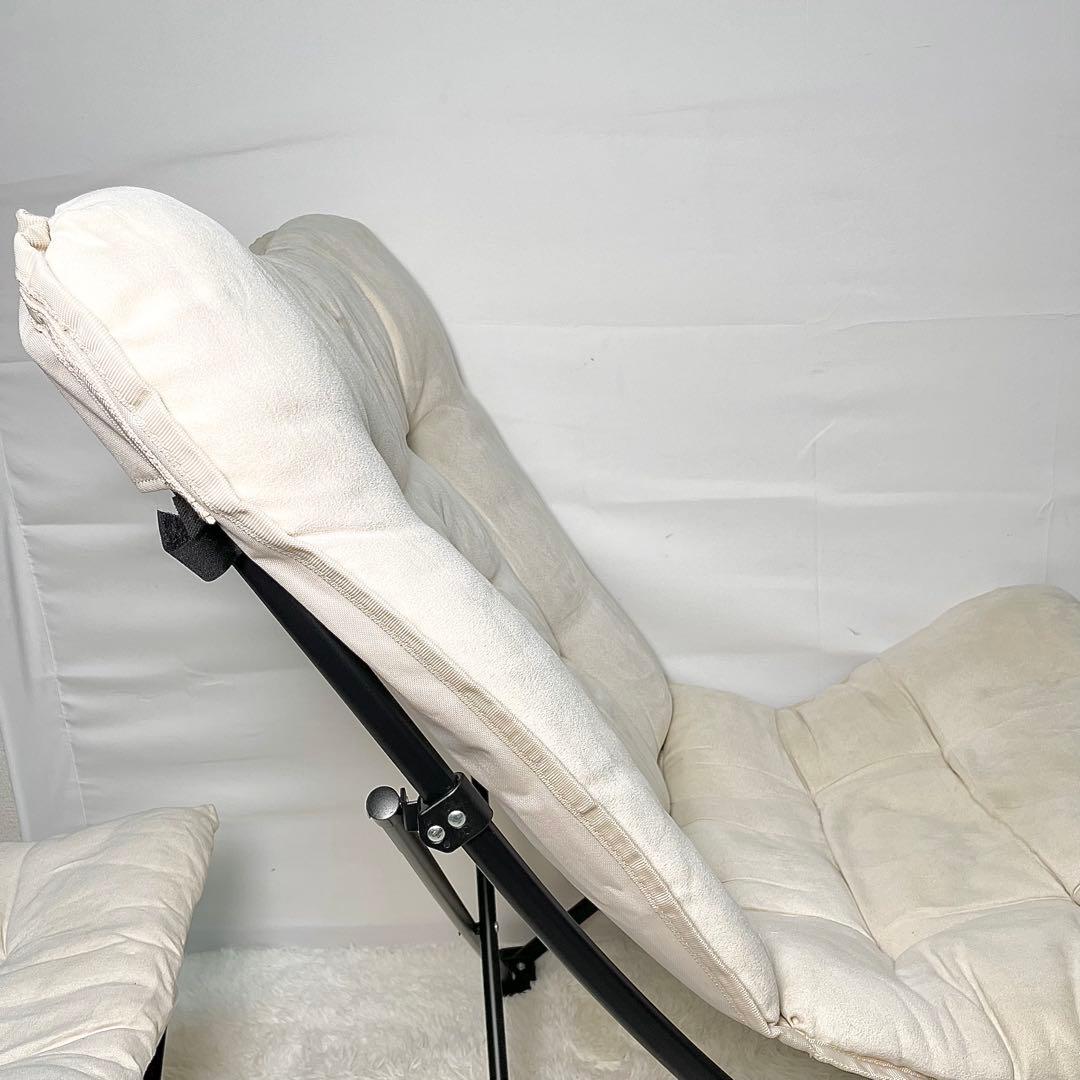 【美品】ニトリ バタフライチェア ハイバック BE オットマン付