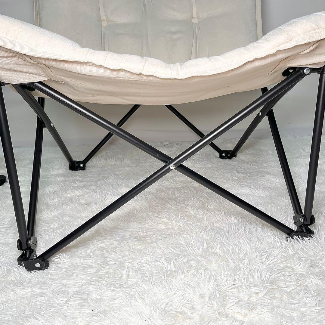 【美品】ニトリ バタフライチェア ハイバック BE オットマン付