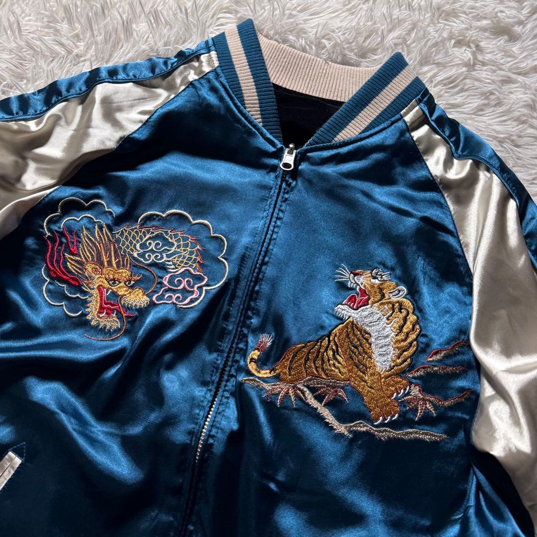 美品/希少✨SCRIPT 花旅楽団　スカジャン　リバーシブル　別珍　龍　虎　L