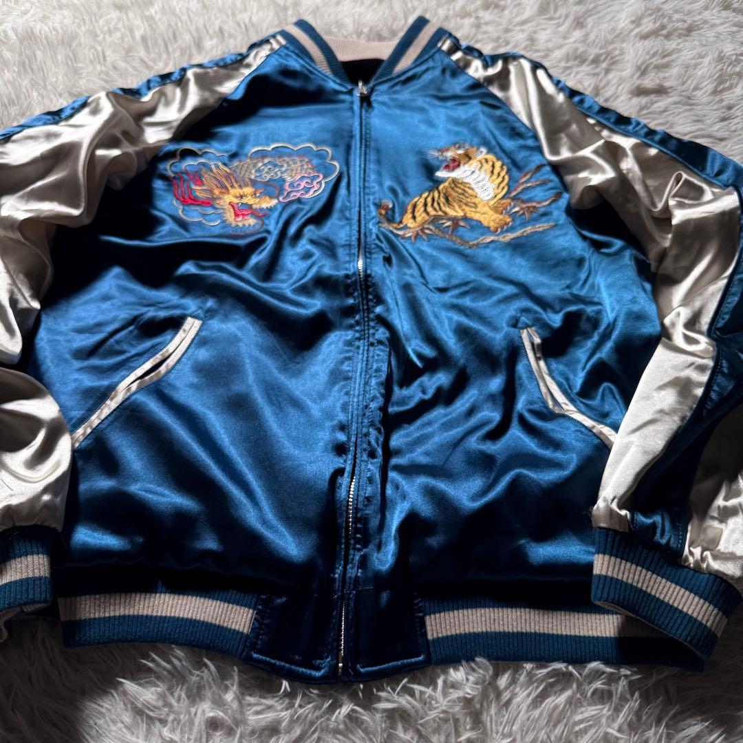 美品/希少✨SCRIPT 花旅楽団　スカジャン　リバーシブル　別珍　龍　虎　L