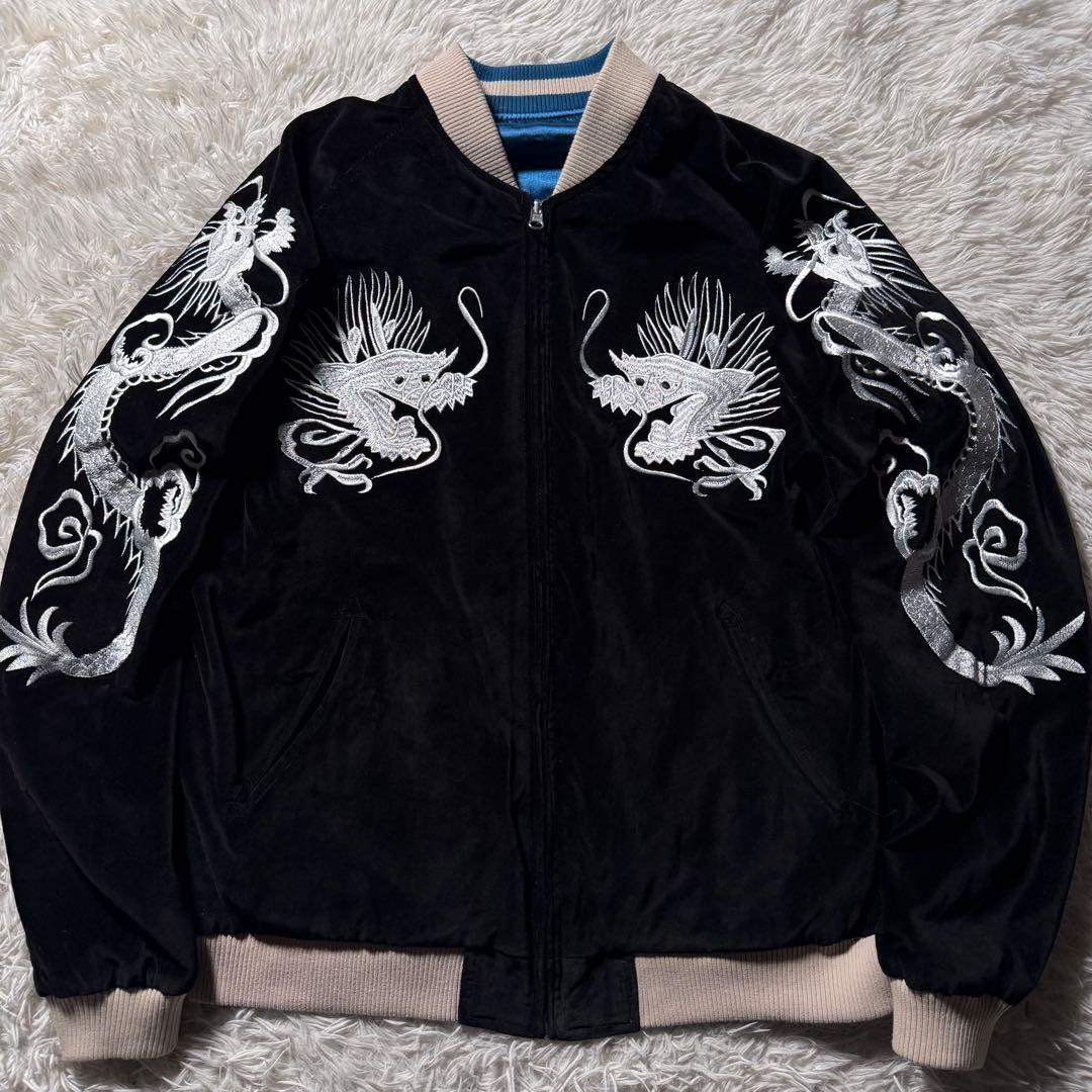 美品/希少✨SCRIPT 花旅楽団　スカジャン　リバーシブル　別珍　龍　虎　L