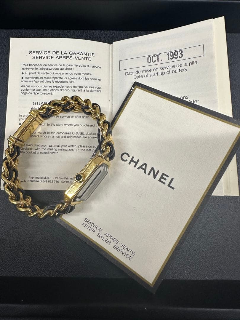 CHANEL シャネル プルミエール M クォーツ時計 黒金 レディース 不動
