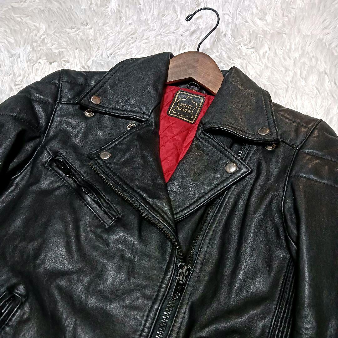 ECHTES LEDER　リアルレザー　ダブルライダースジャケット　裏地レッド