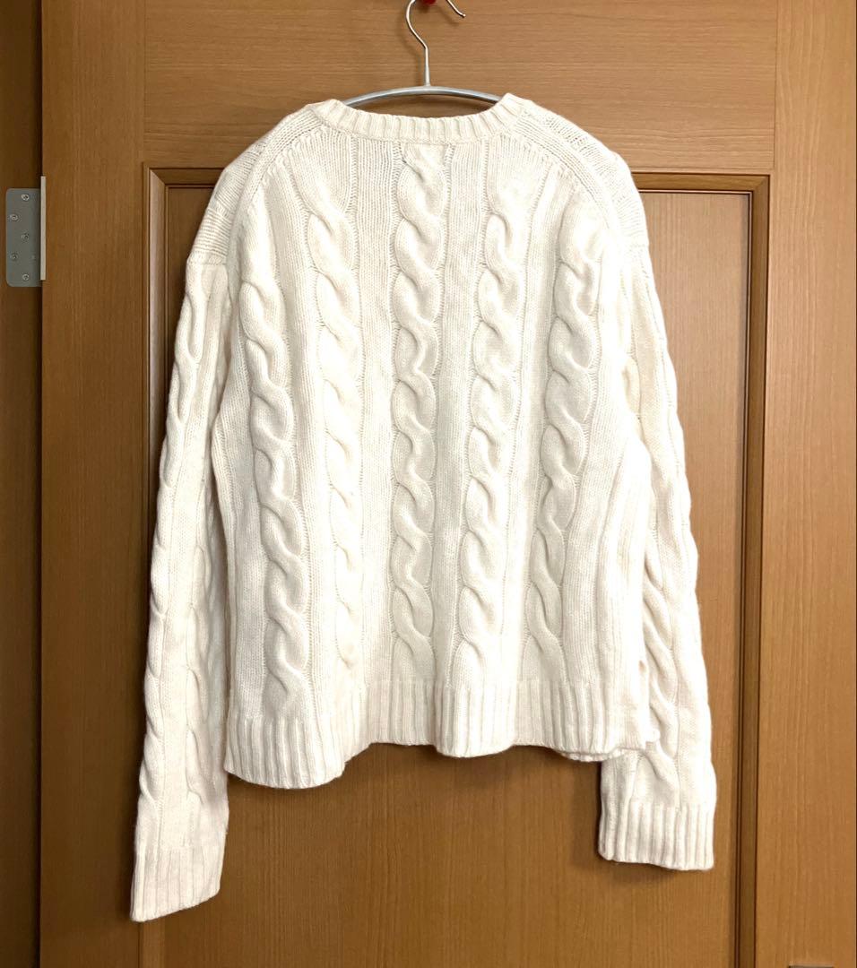 ポロラルフローレン　カシミヤ混 ケーブル編み ニット セーター L 白