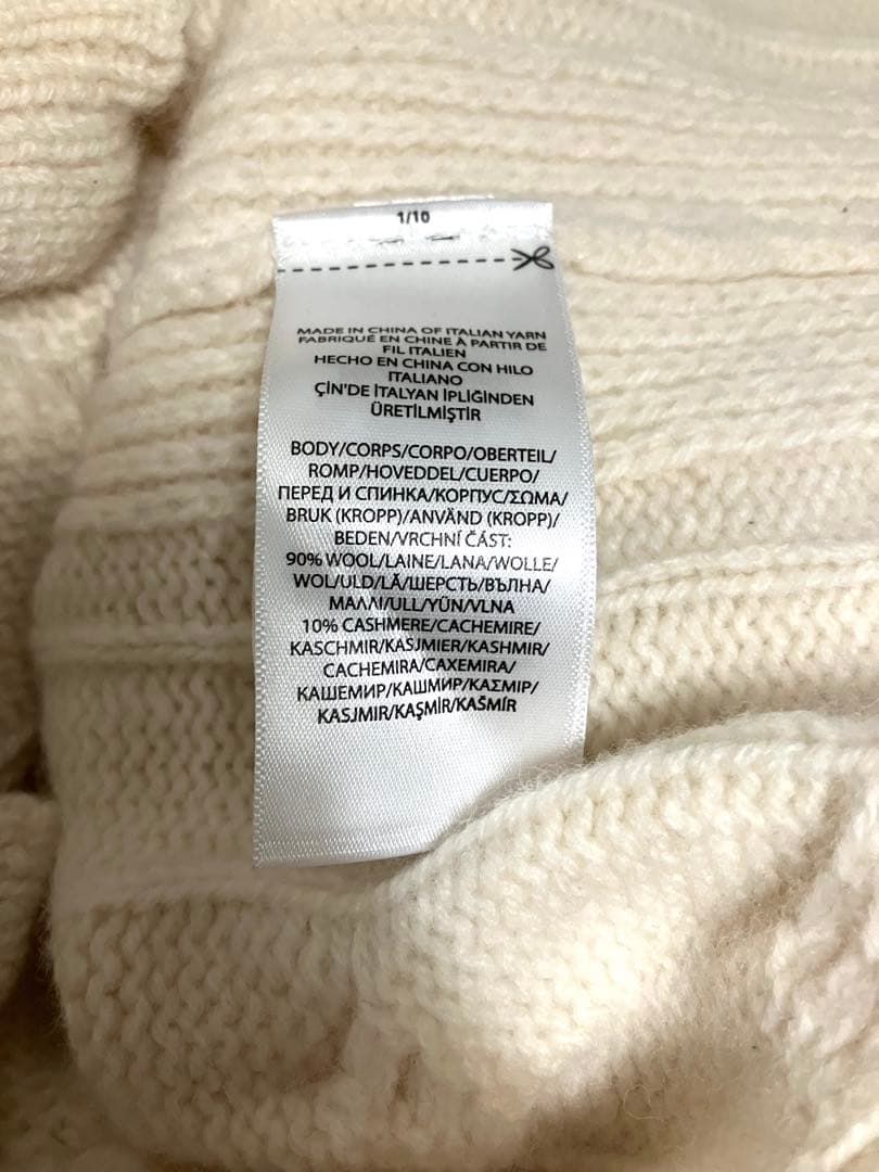 ポロラルフローレン　カシミヤ混 ケーブル編み ニット セーター L 白