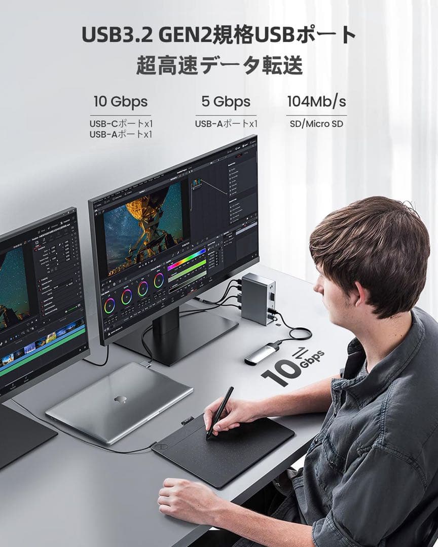 Macbook Pro/Air専用 14-IN-2 ドッキングステーション