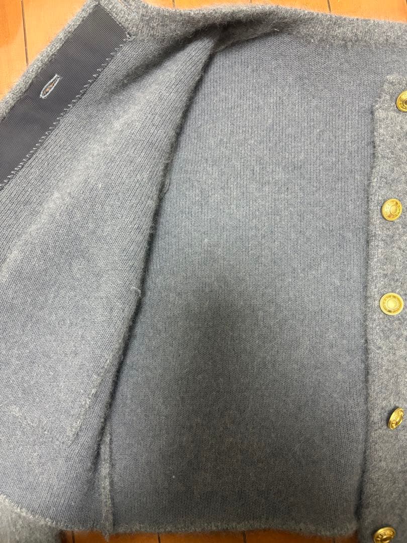 anuans ラクーンブレンドノーカラーニットジャケット　グレー/F