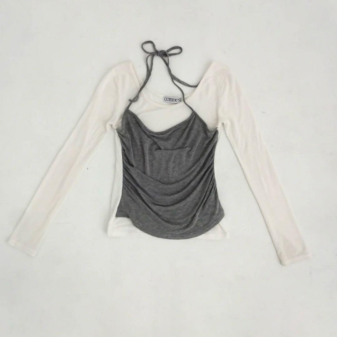 commesi SoftTouch Cami Top (Ivory×Gray)