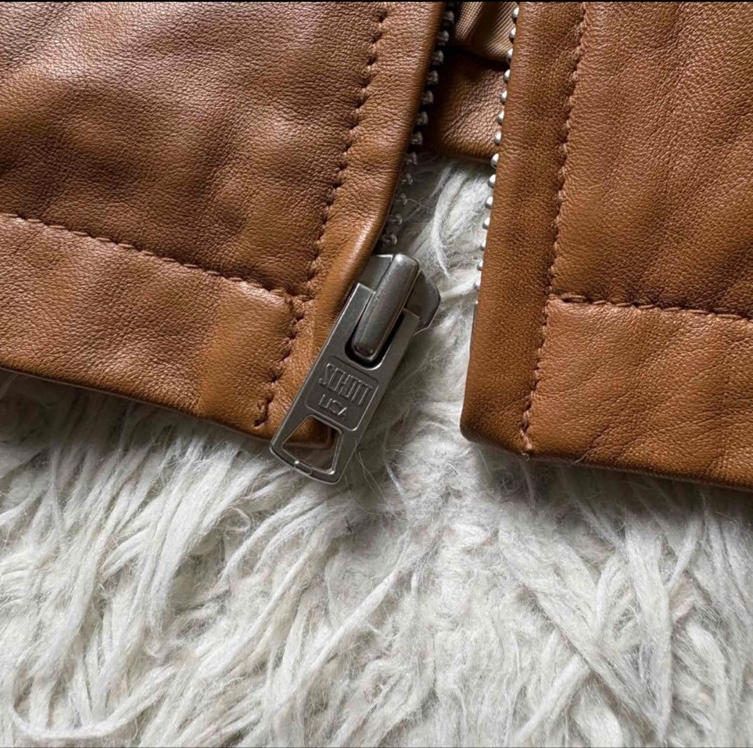 希少　Lサイズ　ショット　Schott ラムレザージャケットシングル ロゴ刺繍