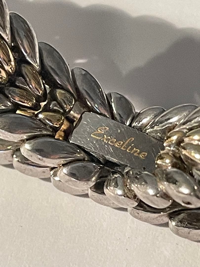 SEIKO エクセリーヌ　腕時計　コンビ　シェル盤　1Pダイヤ　ダイヤベルト