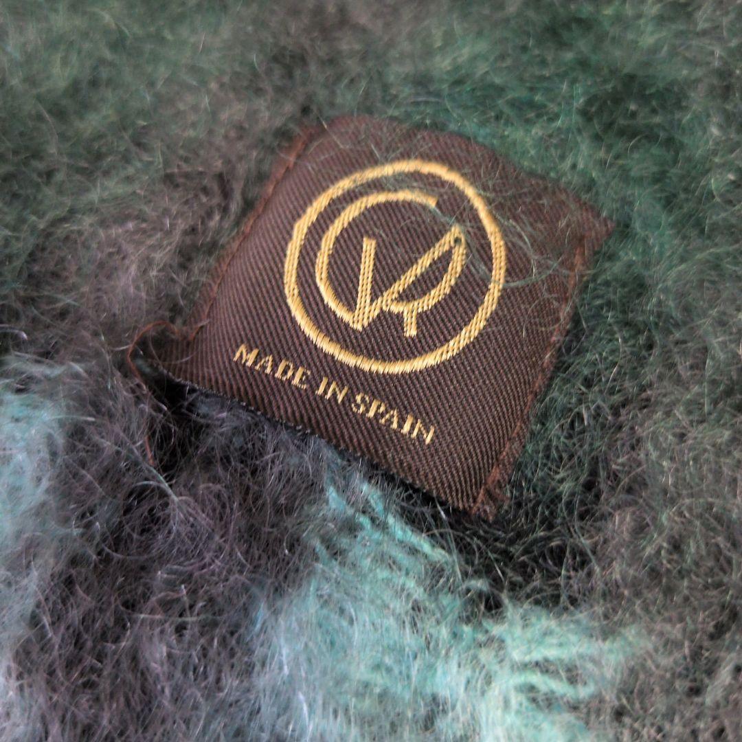 美品 マンタスエスカレイ チェック マフラー チェック グリーン ウール モヘア