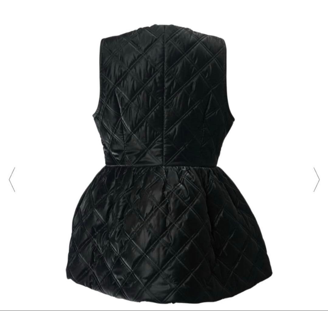 BORDERS at BALCONY ブラック ペプラムキルティング ベスト