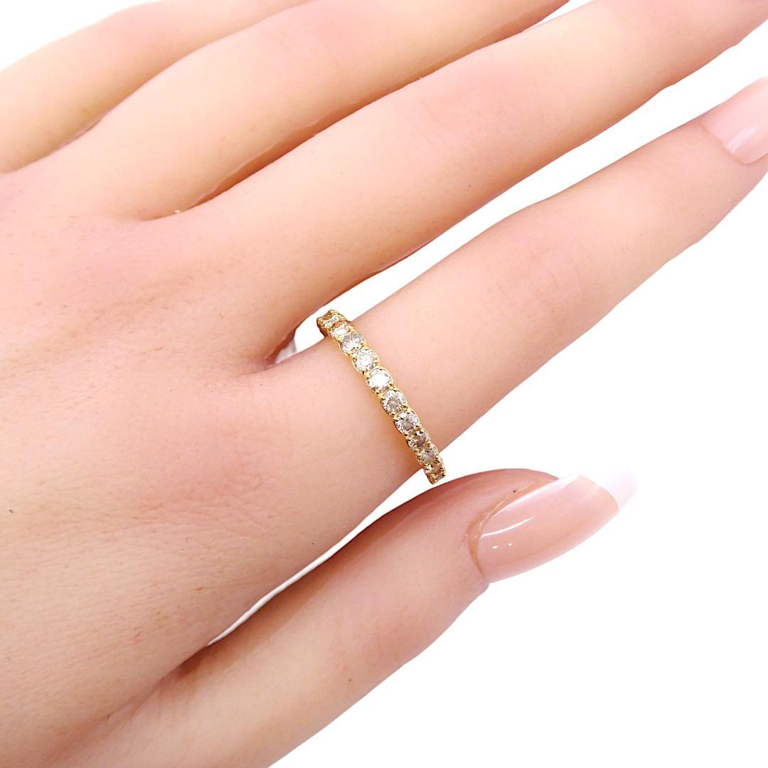 リング K18 ダイヤモンド1.00ct 17号 ハーフダイヤ以上