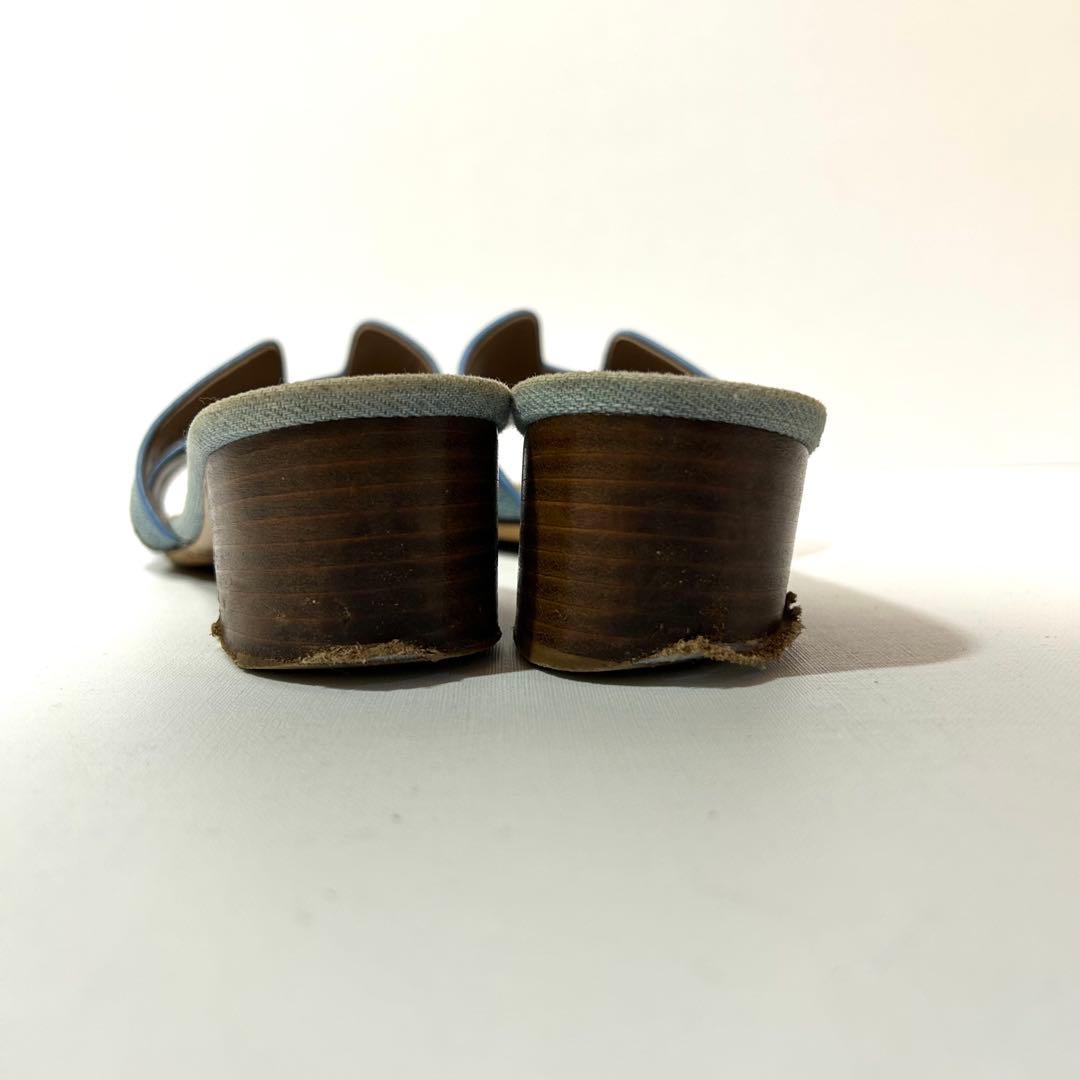 箱袋付き✨エルメス オアジス サンダル 23cm相当 デニム 青　36