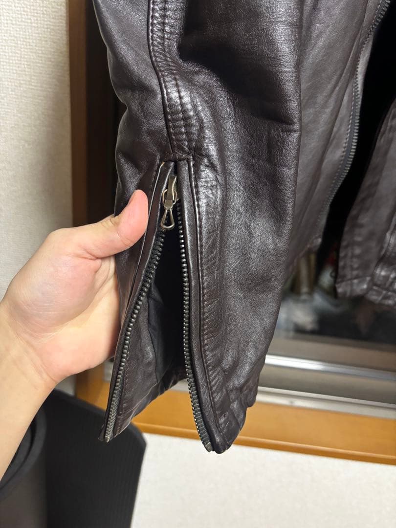 SHELLAC ダークブラウン レザージャケット 46