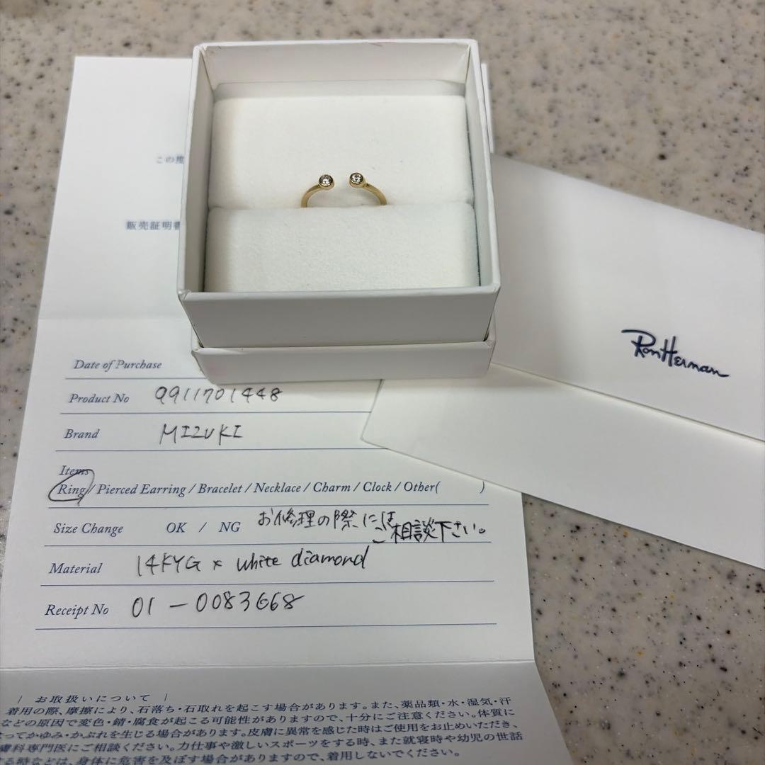 ロンハーマン　mizuki ダイヤモンドオープンリング　7号
