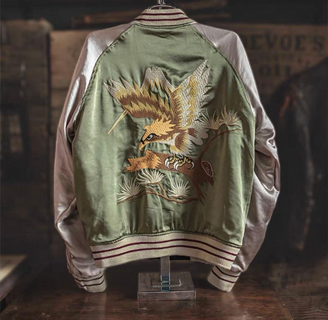 12月19日18時まで！ XLサイズ別珍50'sスカジャン虎鷹両面リバーシブル