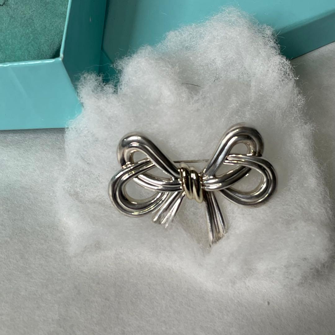 TIFFANY ティファニー リボンキー チーフブローチ シルバーゴールド