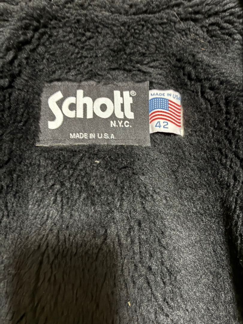 Schott 641 ブラックレザーシングルライダース 42 裏ボア付き