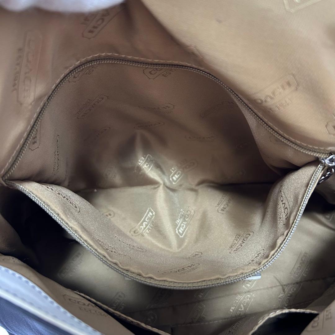 COACH メッセンジャーバッグ レザー 斜め掛け ネイビー ホワイト