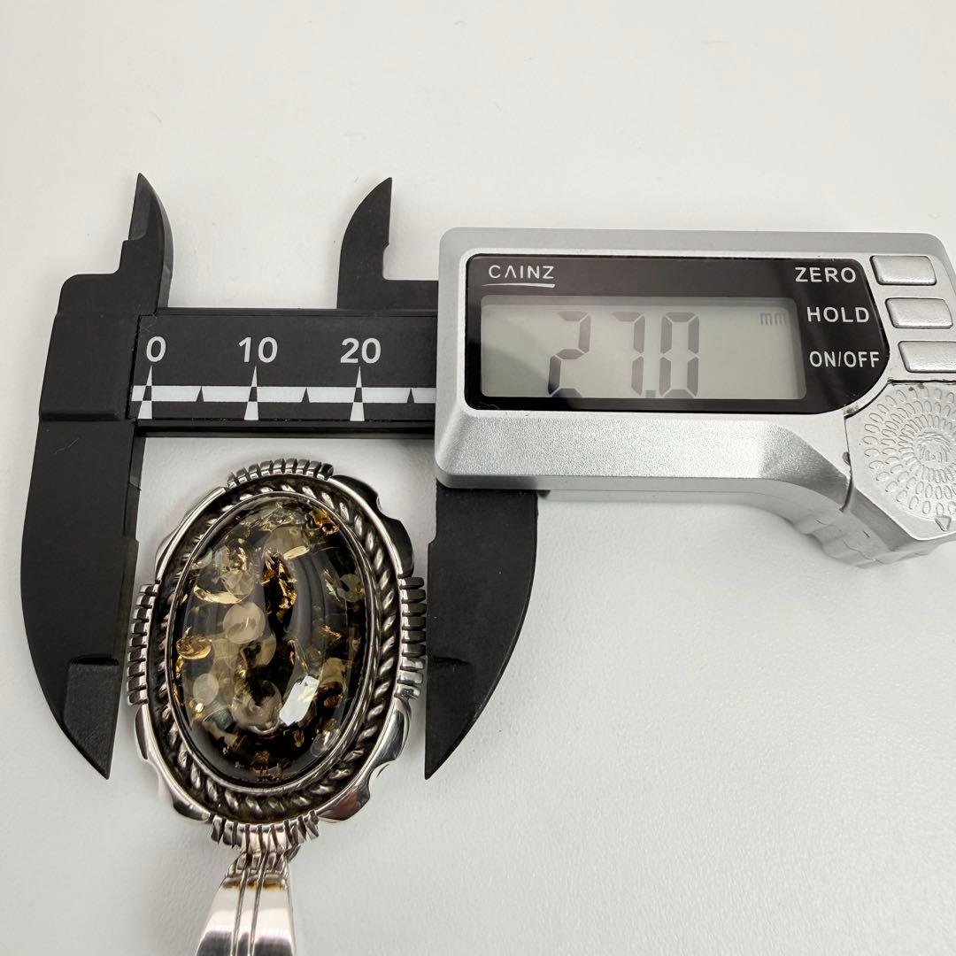 ◆【極美品】SILVER925 ナバホ族 大粒 グリーンアンバー ペンダント