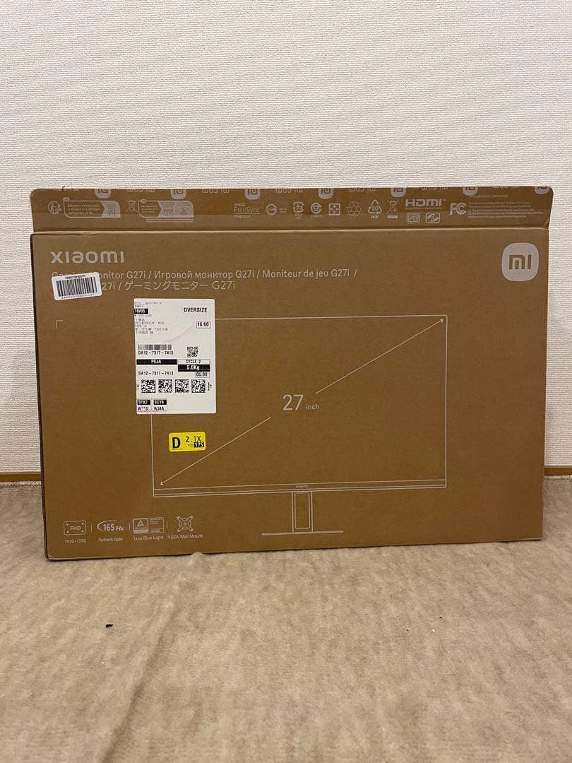 【中古美品】Xiaomi ゲーミングモニター G27i 165Hz ケーブル付き