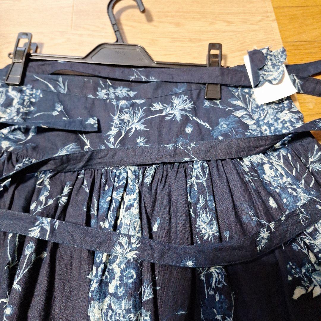 504オックスブーケストライププリントのぐるぐるスカート(インディゴ)
