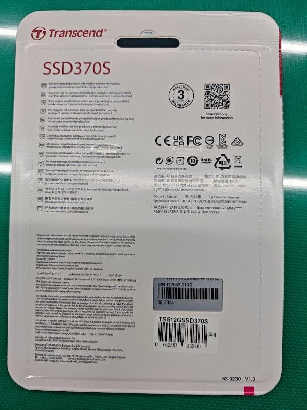 【新品・未使用】Transcend SSD370S 512GB　2.5インチ