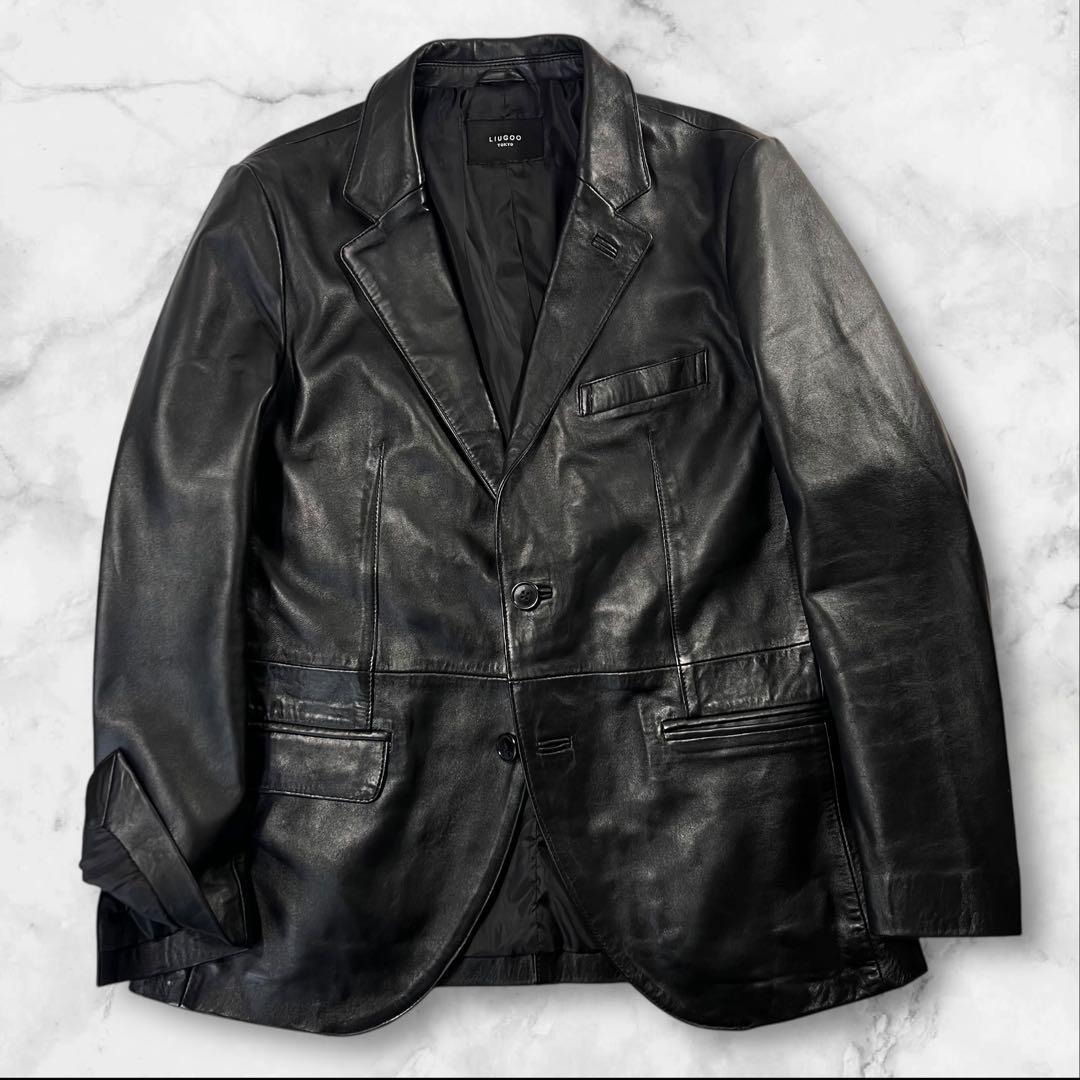新品同様 LIUGOO TOKYO 2Bレザーテーラードジャケット M 羊革