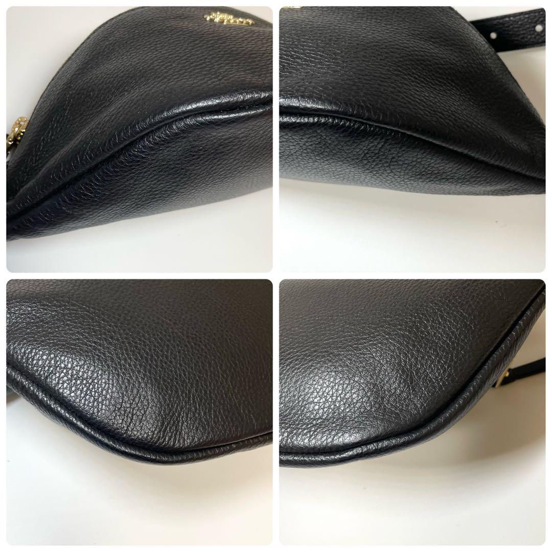 新品同様✨️COACH ボディバッグ ウエストポーチ チャーム ペプルドレザー 黒