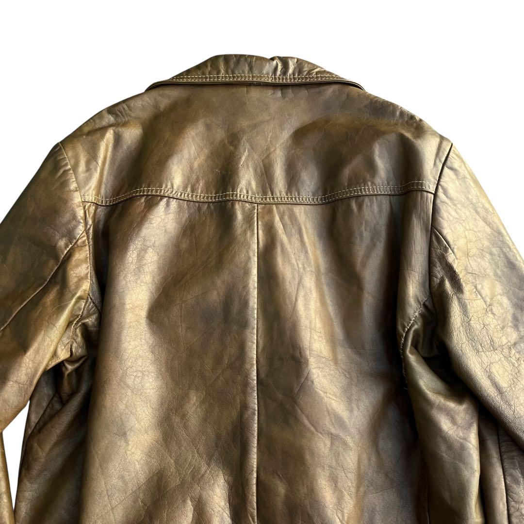 60’s ヴィンテージ レザートラッカージャケット 短丈 開襟 ブラウン 古着