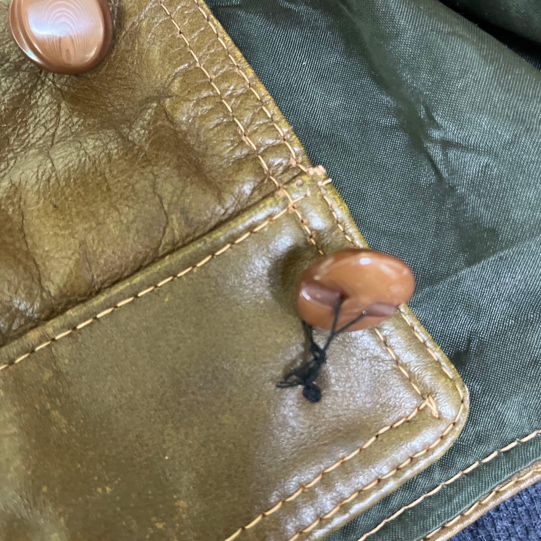 60’s ヴィンテージ レザートラッカージャケット 短丈 開襟 ブラウン 古着