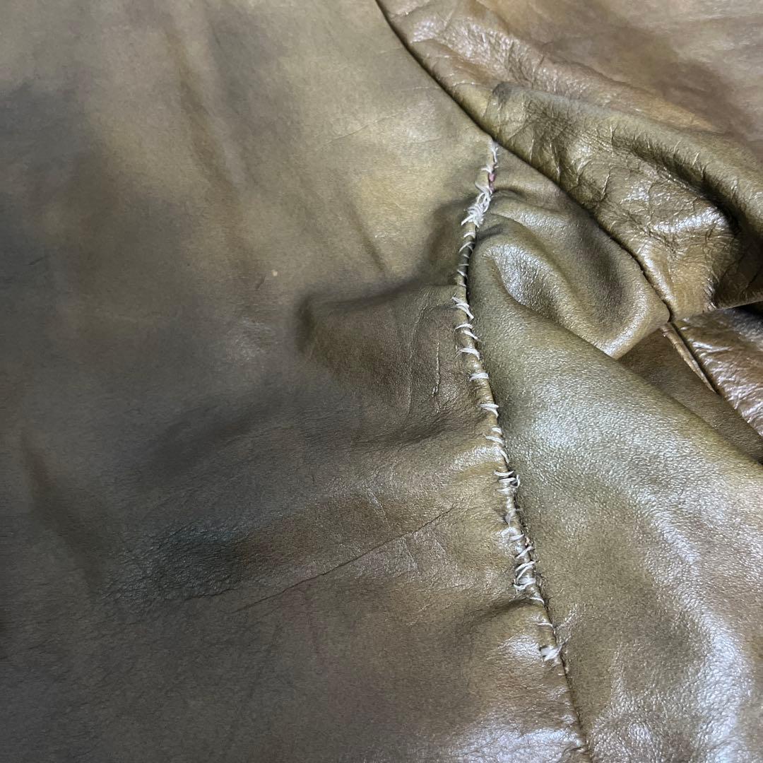 60’s ヴィンテージ レザートラッカージャケット 短丈 開襟 ブラウン 古着