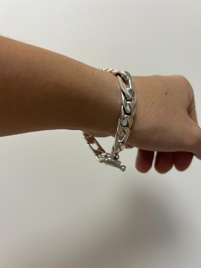 メキシコ Taxco製 シルバー925 フラットカーブチェーンブレスレット