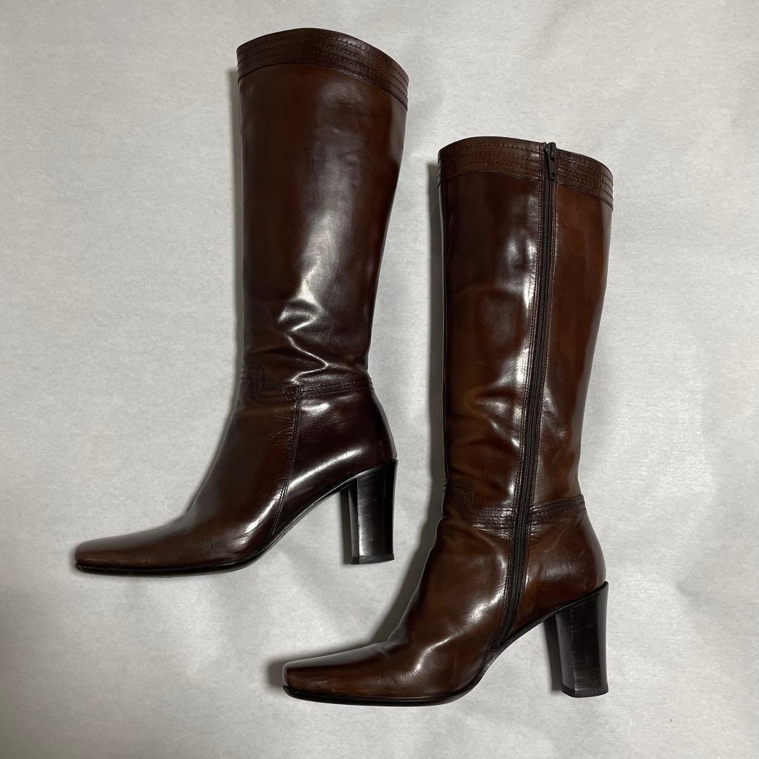 FRANCOMARTINI ロングブーツ　本革　ブラウン　イタリア製　22〜23