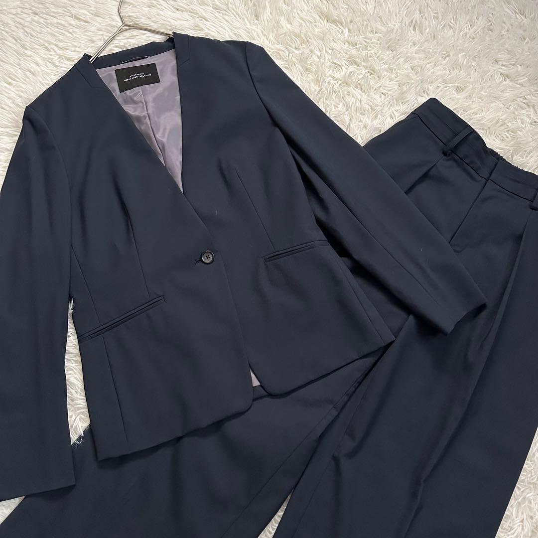 グリーンレーベルリラクシング　カチリラ ノーラペル ジャケット　ワイドパンツ　L