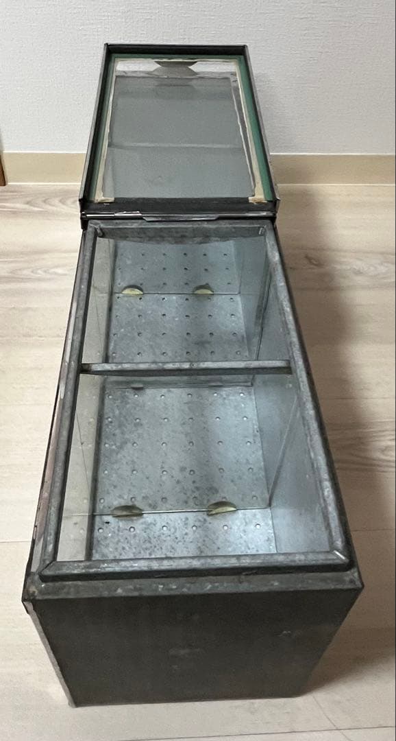 昭和レトロ　駄菓子ケース　ブリキ製ガラスケース　ディスプレイ