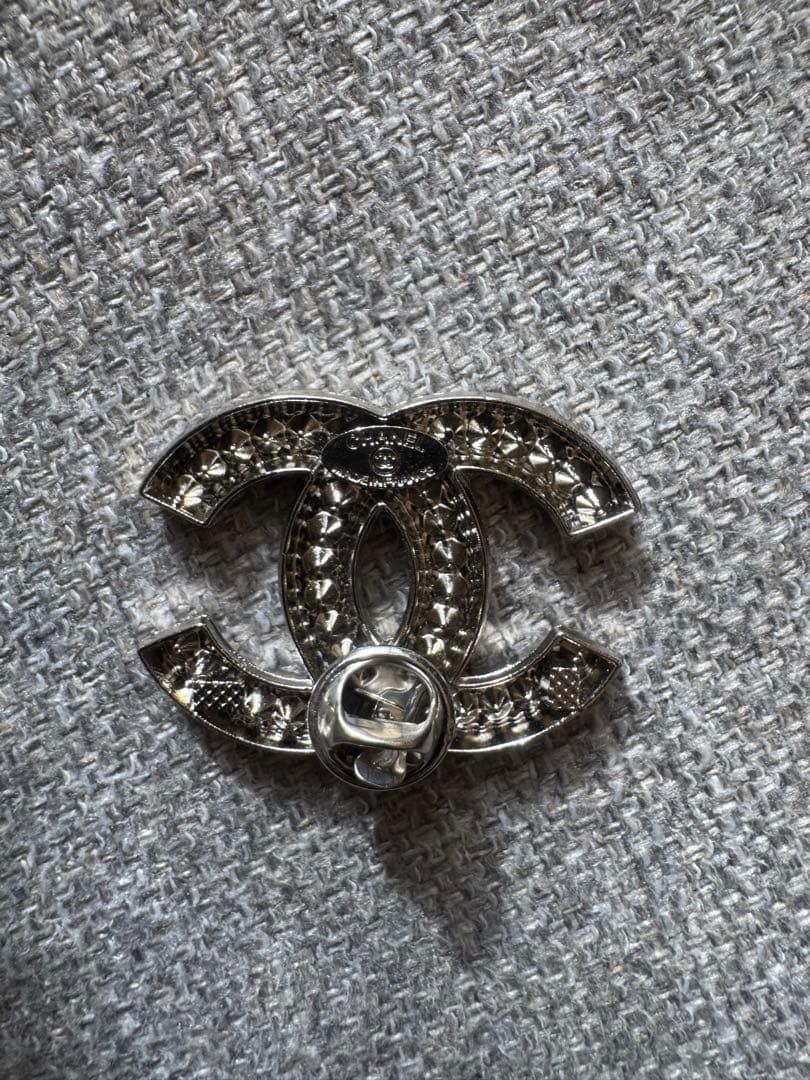 シャネル ダブルCロゴ ヴィンテージブローチ シルバー