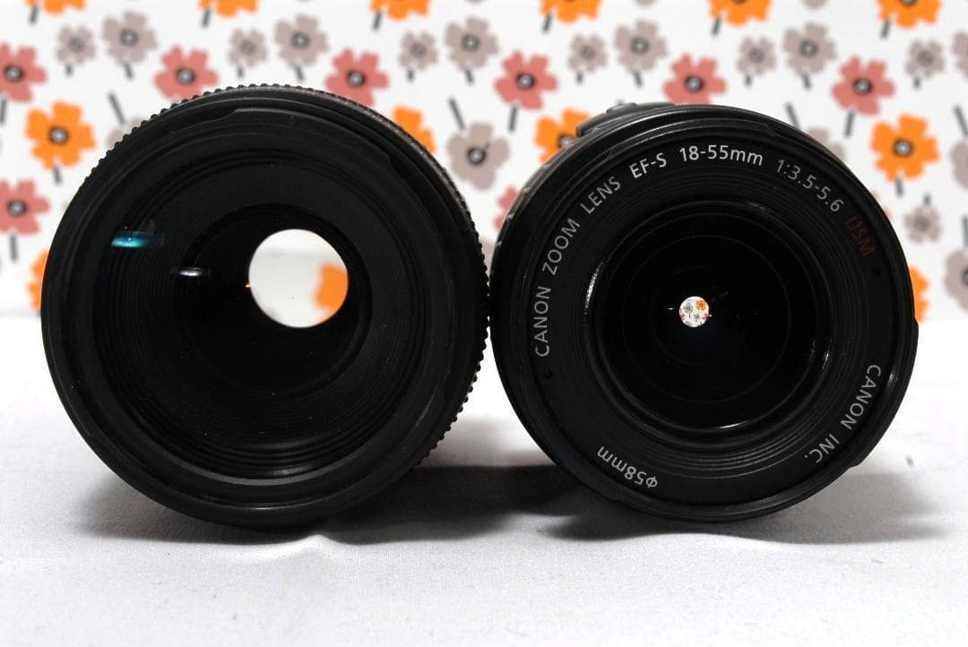 【返品保証】❤Canon Kiss X8i❤Wi-Fi画像転送❤ダブルレンズ❤