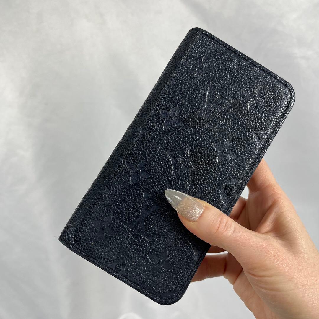 Louis Vuitton ネイビーレザー 手帳型ケース iPhone13/14