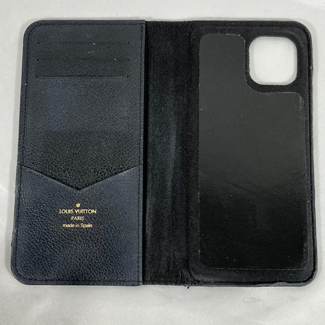 Louis Vuitton ネイビーレザー 手帳型ケース iPhone13/14