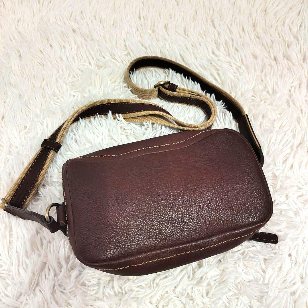 【美品】土屋鞄 トーンオイルヌメ ボディーポシェット ブラウン 茶 ボディバッグ