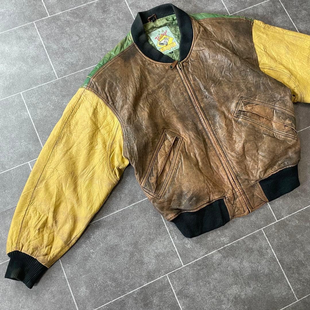 ヴィンテージ M.Julian 本革 レザーボンバージャケット 切替カラー