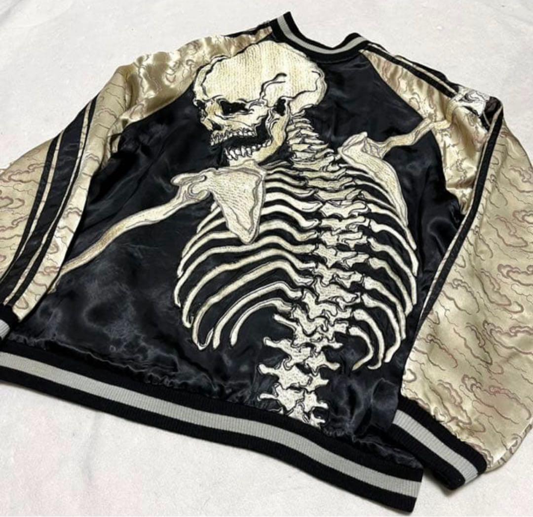 【状態良好】花旅楽団 Script スカジャン しがみ付く者 リバーシブル 刺繍