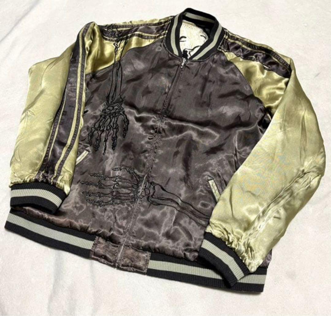 【状態良好】花旅楽団 Script スカジャン しがみ付く者 リバーシブル 刺繍