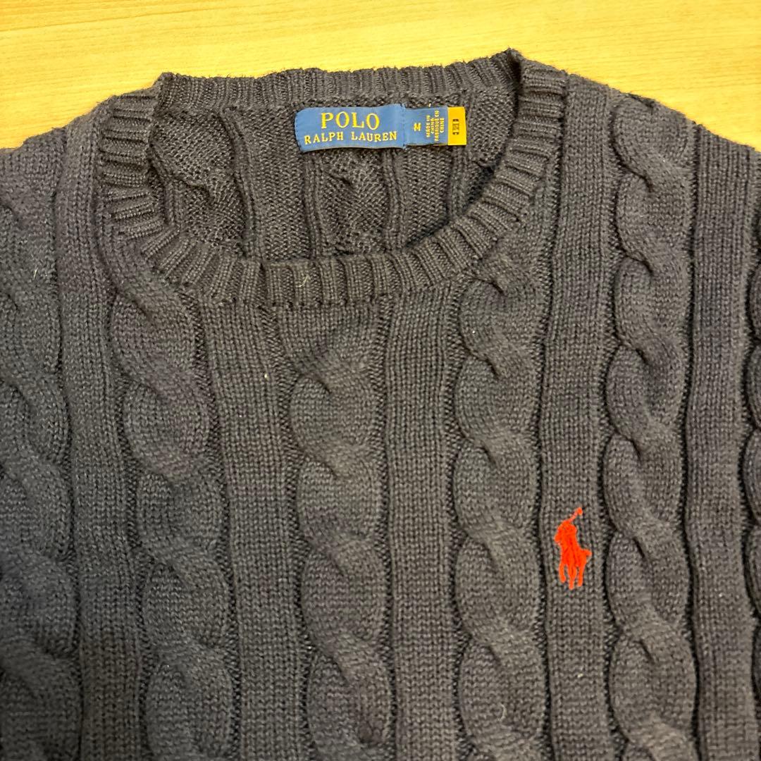 Polo Ralph Lauren ケーブルニットセーター ネイビーM メンズ