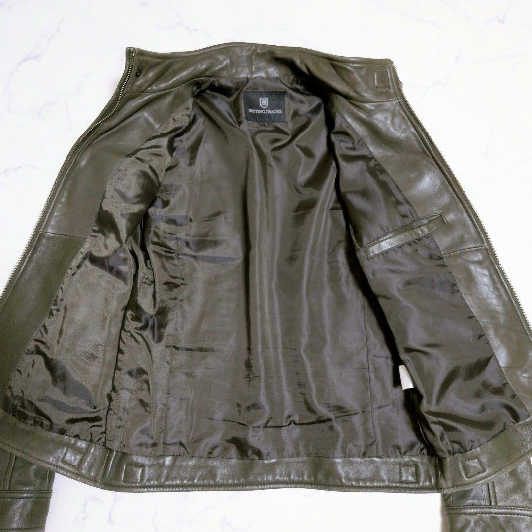 【希少カラー】メンズビギ シングルライダース ラムレザー カーキブラウン М