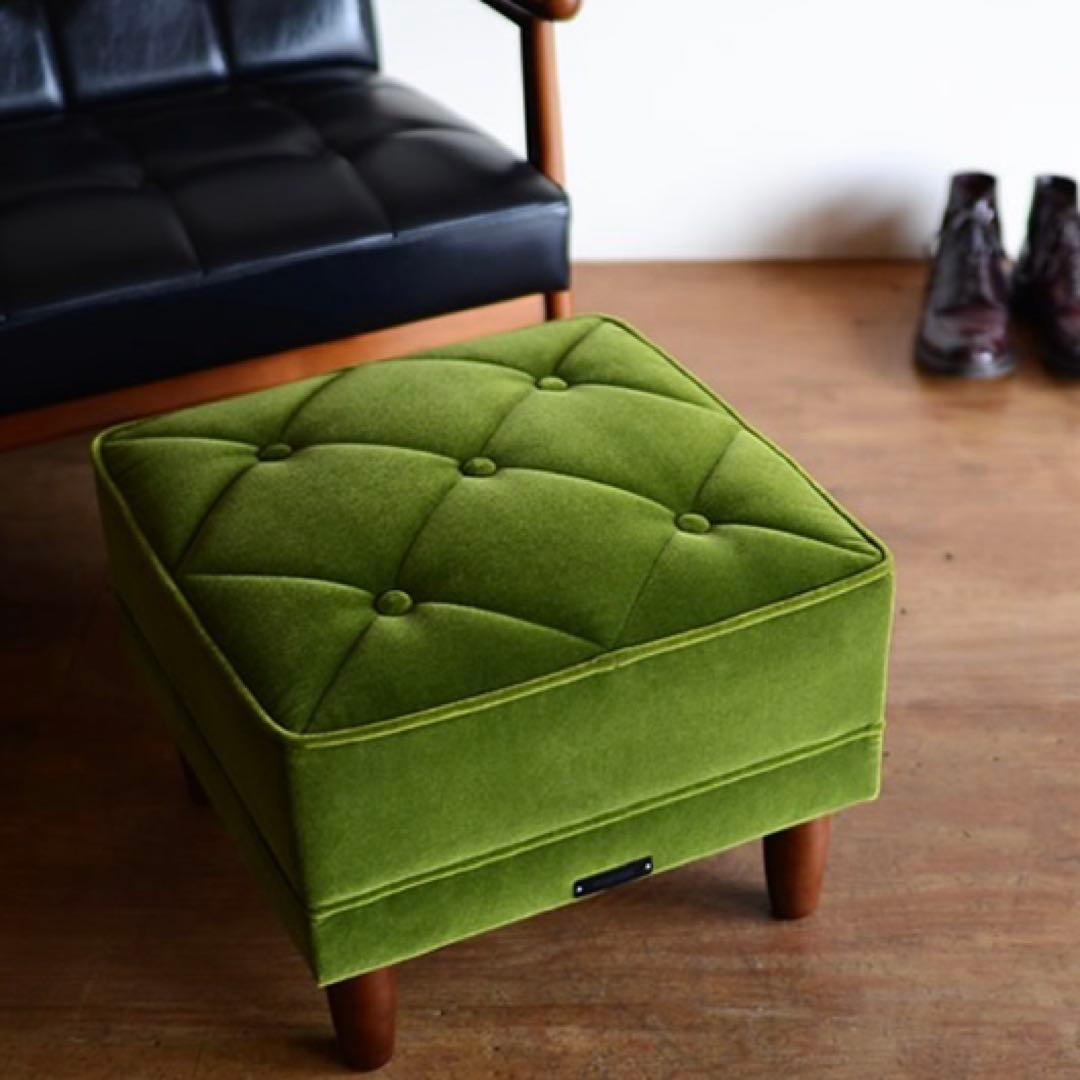 ✨美品✨カリモク60 モケットグリーン オットマン ウォールナット