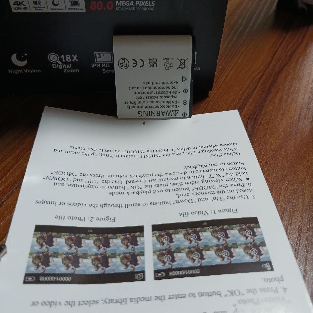 <新品>4Kナイトビジョンビデオカメラ本体　電池　外付けマイク付き